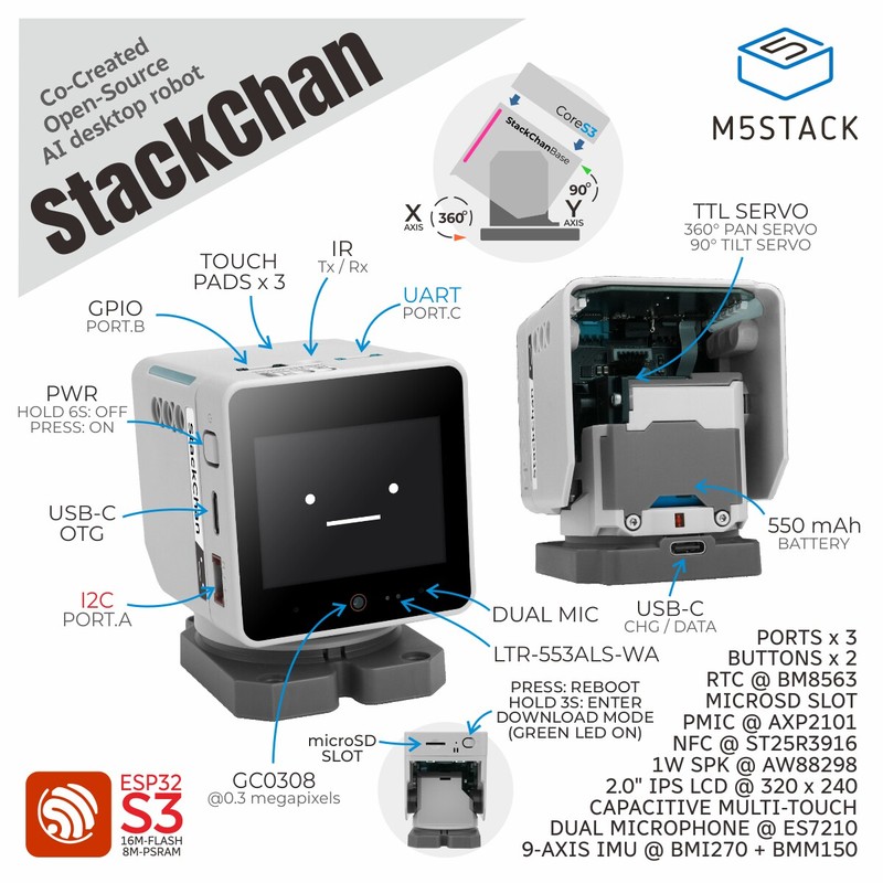 M5Stack Official StackChan: Ka - огляд і ціна Esp32 S3
